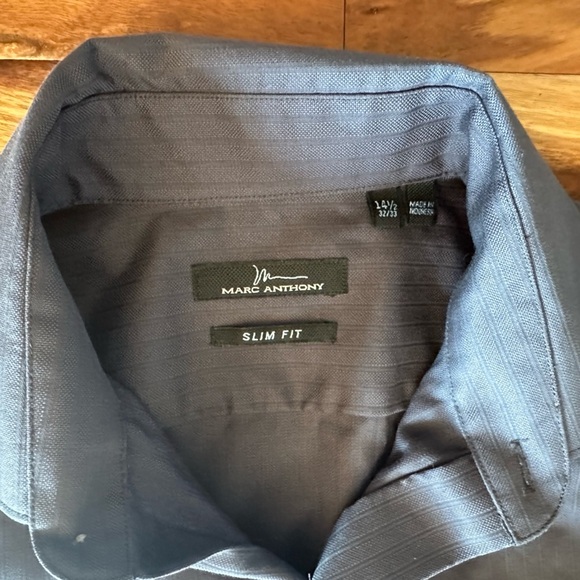 Marc Anthony Dark Blue Slim Fit Dress Shirt size 14.5  32/33 - Picture 2 of 2